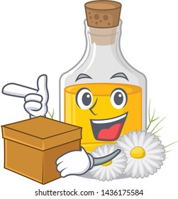With box chamomile oil in the cartoon shape