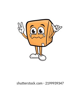 Box-Zeichenkartoon-Maskottchen, Vektorgrafik
