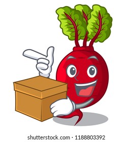 With box character organic beetroot in the garden
