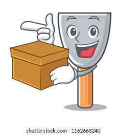With box character putty knife isolated