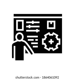 box characteristics presentation glyph icon vector. box characteristics presentation sign. isolated contour symbol black illustration