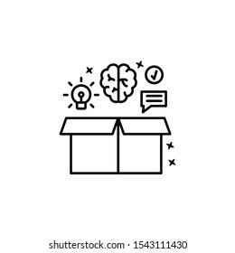 Box chat brain idea icon. Simple line, outline vector of project management icons for ui and ux, website or mobile application