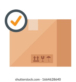 Box and check mark design, Delivery logistics transportation shipping service warehouse industry and global theme Vector illustration