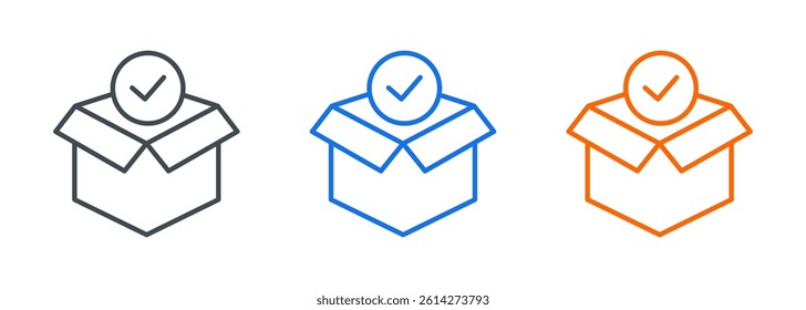 Box check mark editable icon set