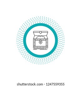 Box, chest, gold, reward, treasure Line Icon. Vector isolated illustration