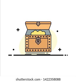 Box, chest, gold, reward, treasure Flat Color Icon Vector