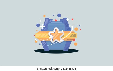 Box chests for game. Dower chests on white background. Locked and Empty dower chest. Vector illustration