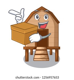 With box chiken coop isolated on a mascot