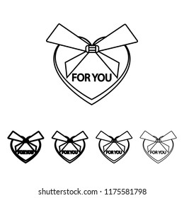 a box of chocolate with a declaration of love icon in different thickness style. One of Valentine collection icon can be used for UI, UX