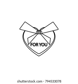 a box of chocolate with a declaration of love icon. Love and Valentine's Day element icon. Premium quality graphic design. Signs, outline symbols collection icon for websites on white background
