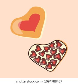 Box of chocolate in the shape of a heart isolated on white background. Vector illustration eps 10