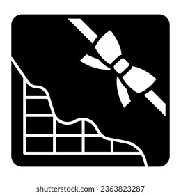 Box of chocolates with bow solid icon, Mother day concept, Gift Box with ribbon and bow sign on white background, chocolate desserts icon in glyph style for mobile and web. Vector graphics