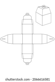 Box for chocolates or a gift - vector drawing for self-production. DIY bonbonniere. Outline. Packaging made of cardboard or paper. Template for laser or manual cutting and gluing.