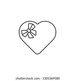 Box of chocolates, heart, gift icon. Simple thin line, outline vector of valentines day, love icons for UI and UX, website or mobile application