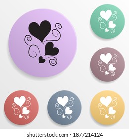 Schokoladenkasten in Form von Herz-Button-Farbsatz-Symbol. Einfache Glyphe, flacher Vektor für den Valentinstag - Hochzeitssymbole für i und ux, Website oder mobile Anwendungen