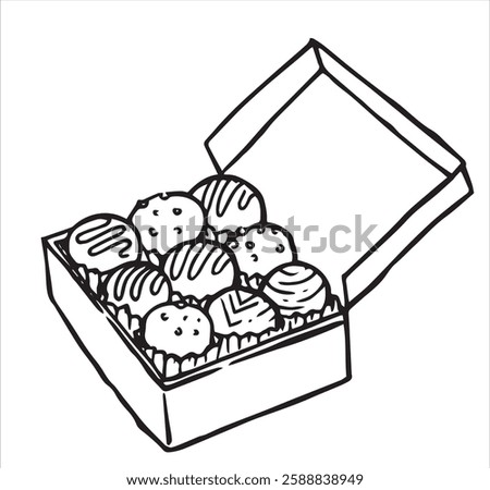 box of chocolates. vector illustration in doodle style