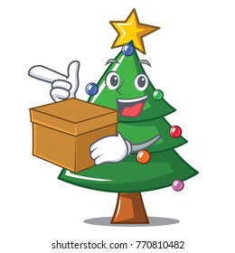 With box Christmas tree character cartoon