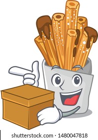With box churros isolated with in the cartoon