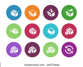 Box Circle Icons on white background. Vector illustration. 