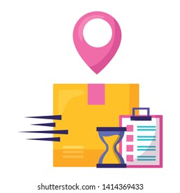 box clipboard clock navigation pointer fast delivery business vector illustration