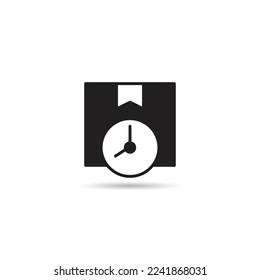 box and clock icon on white background vector illustration