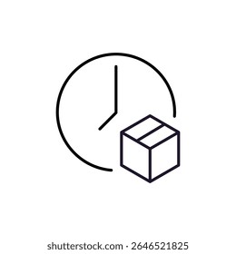 Sinal de contorno de caixa e relógio para design gráfico e web, aplicativos, anúncios, várias cartas