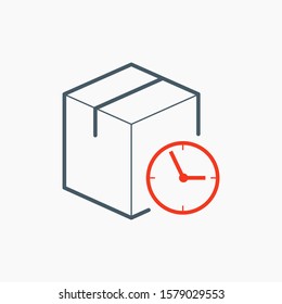 Box with clock pixel perfect icon for web and app isolated on white background