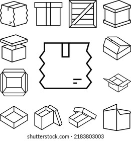 Box closed icon in a collection with other items