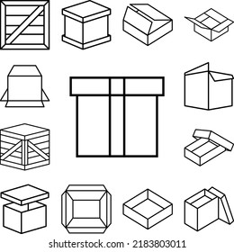 Box closed icon in a collection with other items