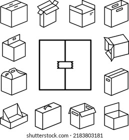 Box closed icon in a collection with other items