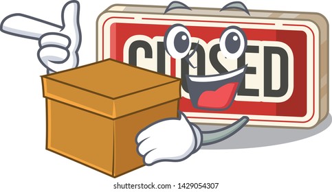 With box closed sign in the character shape