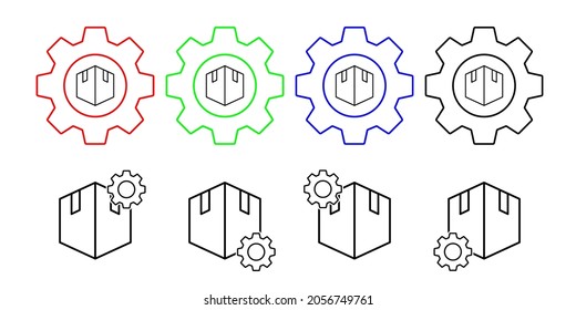 Kasten, geschlossenes Vektorsymbol in der Zahnradsatz-Illustration für ux und ux, Website oder mobile Anwendung
