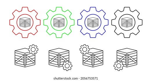 Kasten, geschlossenes Vektorsymbol in der Zahnradsatz-Illustration für ux und ux, Website oder mobile Anwendung