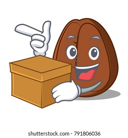 With box coffee bean character cartoon