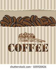box of coffee and a cart loaded with