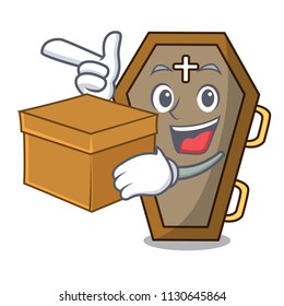 With box coffin character cartoon style vector illustration