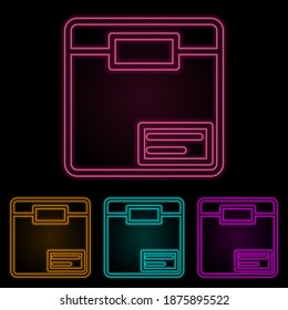 box color neon set. Simple thin line, outline vector of web icons for ui and ux, website or mobile application