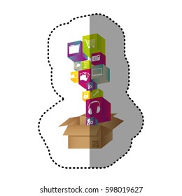 box with color symbols icon, vector illustraction design