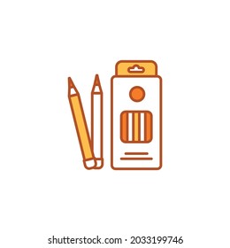 Das farbige Symbol der Bleistifte wird in das Feld eingefügt. Werkzeuge zum Zeichnen des Konzepts. Schulbedarf. Für Webseiten, mobile App, Banner, soziale Medien registrieren