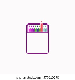 Box of Colored Pencils  icon Vector design. Colored illustration.