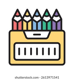 A box of colorful crayons representing creativity and art.
