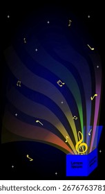 Box with colorful music notes 