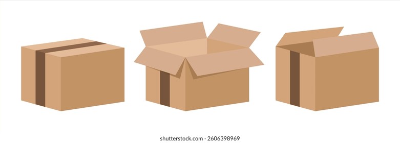 Box colorful vector illustration set.