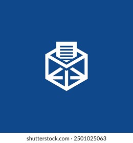 Box combination with open mail logo design.