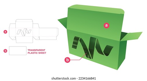 Box with confetti window and transparent plastic sheet die cut template