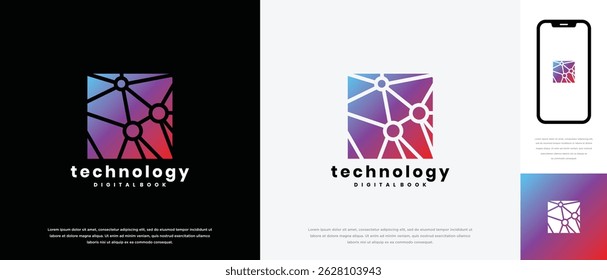 Box connection technology logo design. Box connection technology logo template. Technology logo symbol icon