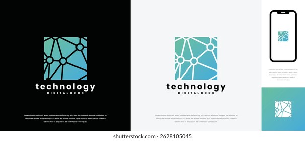 Design do logotipo da tecnologia de conexão em caixa. Modelo de logotipo de tecnologia de conexão em caixa. Ícone de símbolo de logotipo de tecnologia