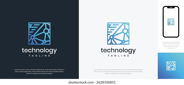 Box connection technology logo design. Box connection technology logo template. Technology logo symbol icon