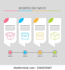 Box and container banner and infographic concept. Delivery pictogram icons.