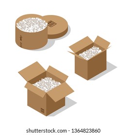 Box container cargo. Full delivery container. Isometric flat illustration